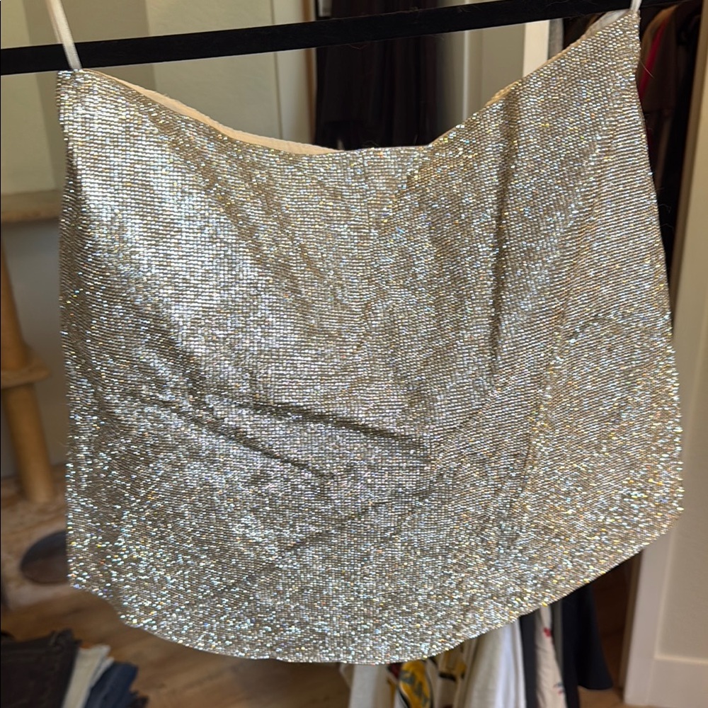 Dazzling Silver Sequin Skirt